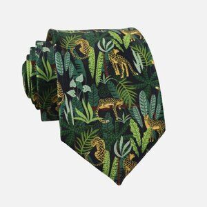 Secdtie Leopard Jungle Novelty Men’s Tie Zoo Cheetah Leaves Funny Wedding